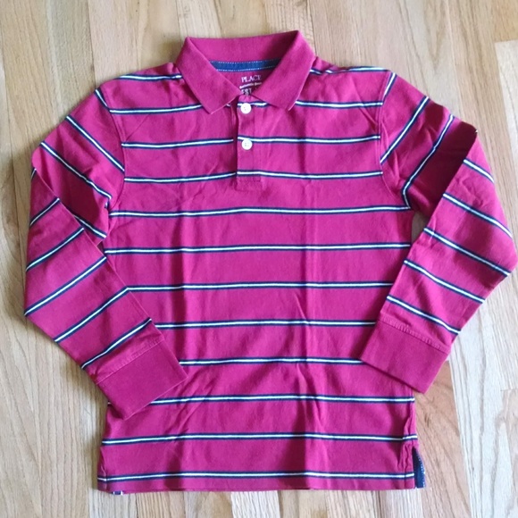 Boy's long sleeve red polo size M 7/8 - Picture 2 of 5